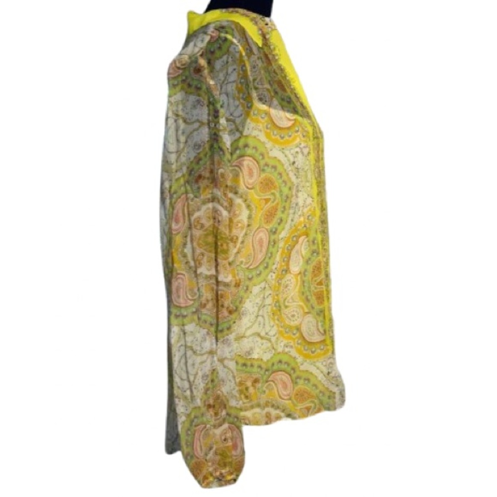 NWT ELIE TAHARI Exclusive Sheer Paisley Blouse Top Shirt Large New Designer Boho - Picture 6 of 16